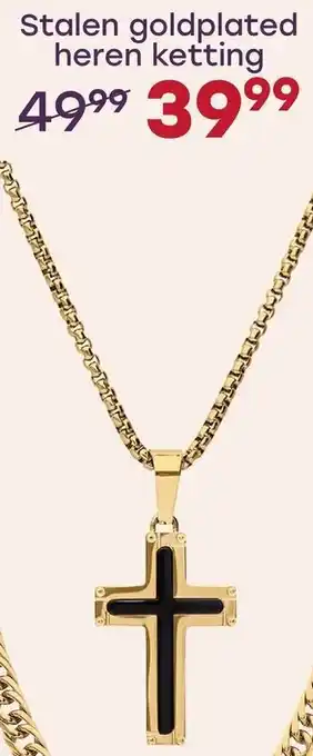 Lucardi Stalen goldplated heren ketting aanbieding