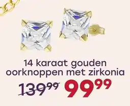 Lucardi 14 karaat gouden oorknoppen met zirkonia aanbieding