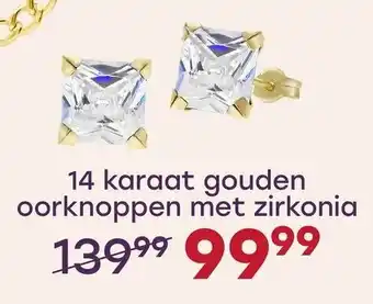 Lucardi 14 karaat gouden oorknoppen met zirkonia aanbieding
