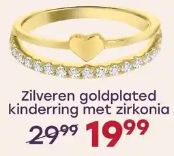 Lucardi Zilveren goldplated kinderring met zirkonia aanbieding