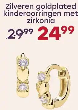 Lucardi Zilveren goldplated kinderoorringen met zirkonia aanbieding