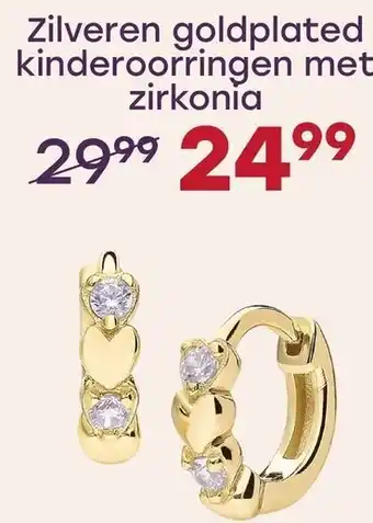 Lucardi Zilveren goldplated kinderoorringen met zirkonia aanbieding