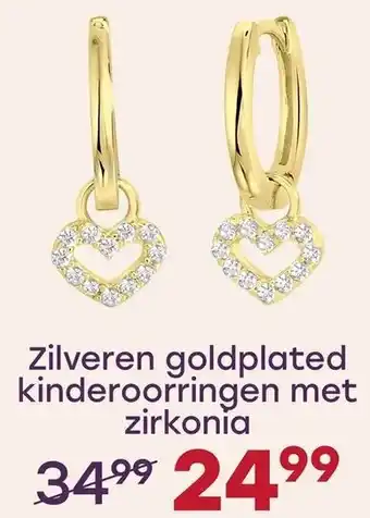 Lucardi Zilveren goldplated kinderoorringen met zirkonia aanbieding
