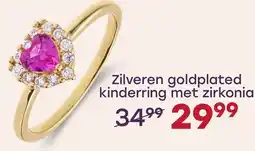 Lucardi Zilveren goldplated kinderring met zirkonia aanbieding