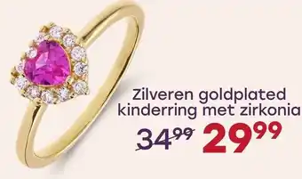 Lucardi Zilveren goldplated kinderring met zirkonia aanbieding
