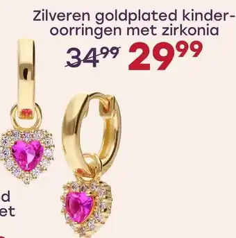 Lucardi Zilveren goldplated kinderoorringen met zirkonia aanbieding