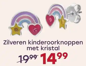 Lucardi Zilveren kinderoorknoppen met kristal aanbieding