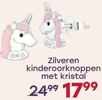 Lucardi Zilveren kinderoorknoppen met kristal aanbieding