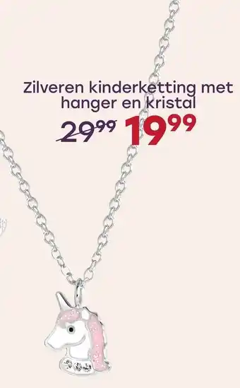 Lucardi Zilveren kinderketting met hanger en kristal aanbieding