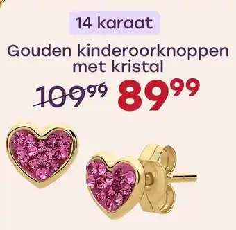 Lucardi Gouden kinderoorknoppen met kristal aanbieding