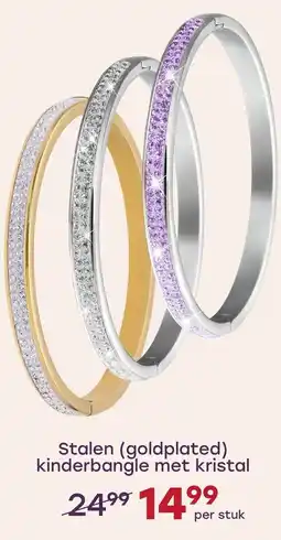 Lucardi Stalen goldplated kinderbangle met kristal aanbieding