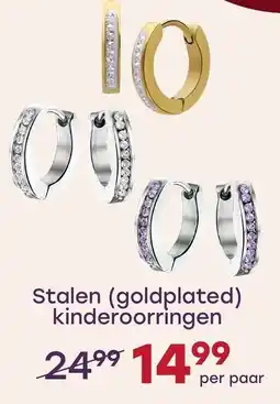 Lucardi Stalen goldplated kinderoorringen aanbieding