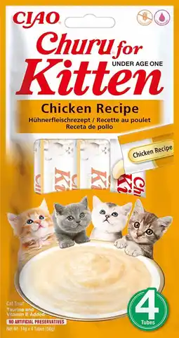 Pets Place Inaba Churu Puree Kitten - Kattensnack - Kip 4x14 g aanbieding