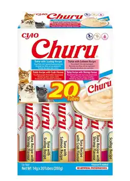 Pets Place Inaba Churu Puree Multipack - Kattensnack - Tonijn Zeevruchten 20x14 g aanbieding