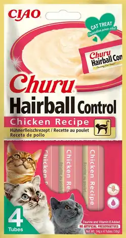 Pets Place Inaba Churu Puree Hairball - Kattensnack - Kip 4x14 g aanbieding