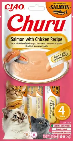 Pets Place Inaba Churu Puree - Kattensnack - Zalm Kip 4x14 g aanbieding