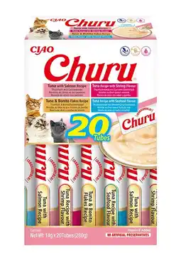 Pets Place Inaba Churu Puree Multipack - Kattensnack - Zeevruchten 20x14 g aanbieding