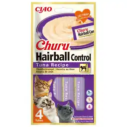Pets Place Inaba Churu Puree Hairball - Kattensnack - Tonijn 4x14 g aanbieding