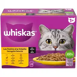 Pets Place Whiskas Multipack Maaltijdzakjes Adult In Saus - Kattenvoer - Kip Eend Kalkoen 12x85 g aanbieding