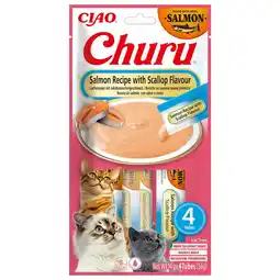 Pets Place Inaba Churu Puree - Kattensnack - Zalm Jacobsschelp 4x14 g aanbieding