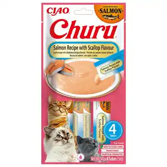Pets Place Inaba Churu Puree - Kattensnack - Zalm Jacobsschelp 4x14 g aanbieding