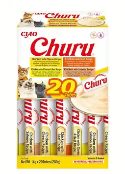 Pets Place Inaba Churu Puree Multipack - Kattensnack - Kip Rundvlees 20x14 g aanbieding
