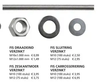 BMN FISProfi Draadeind, Zeskantmoer, Sluitring, Carrosseriering verzinkt aanbieding