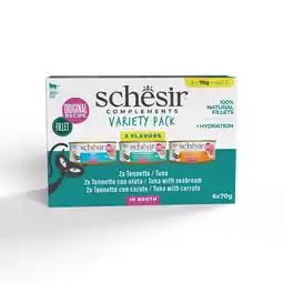 Pets Place Schesir Complete In Bouillon - Kattenvoer - Tonijn Zeebrasem Wortel 6x70 g Variety Pack aanbieding