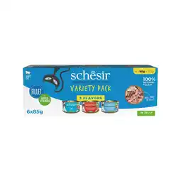 Pets Place Schesir Complete In Jelly - Kattenvoer - Tonijn Garnaal Zeebrasem 6x85 g Variety Pack aanbieding