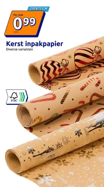Action Kerst inpakpapier aanbieding