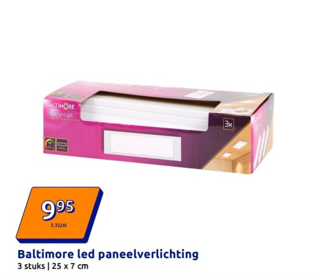 Baltimore led paneelverlichting 25 x 7 cm aanbieding bij Action