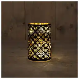 Pets Place Anna's Collection Windlicht Led - Kerstverlichting - Ø10x15 cm Zwart Goud Blad aanbieding