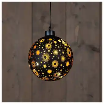 Pets Place Anna's Collection Verlichte Kerstbal Kosmos - Kerstverlichting - Ø12 cm Zwart Goud aanbieding