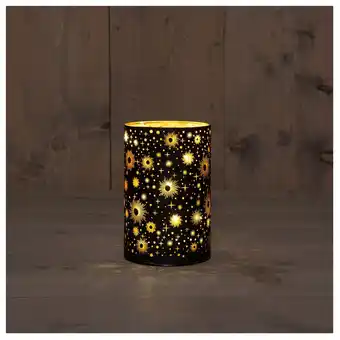 Pets Place Anna's Collection Windlicht Led - Kerstverlichting - Ø10x15 cm Zwart Goud Kosmos aanbieding