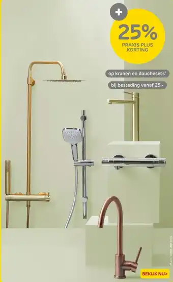 Praxis Op kranen en douchesets aanbieding