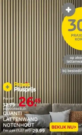 Praxis Quanti lattenwand notenhout aanbieding