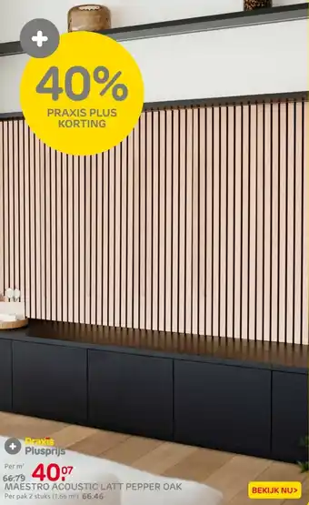 Praxis Maestro acoustic latt pepper oak aanbieding