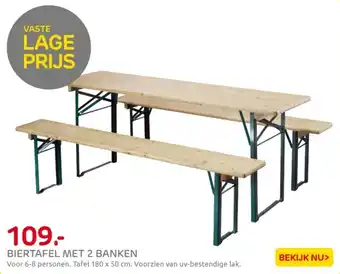 Praxis Biertafel met 2 banken aanbieding
