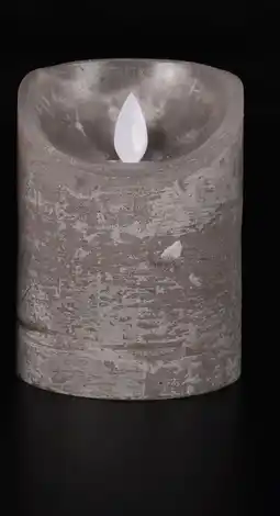 Pets Place Anna's Collection Wax Kaars Rustieke Vlam - Decoratie - 7.5x10 cm Grijs 3xaaa & Timer aanbieding