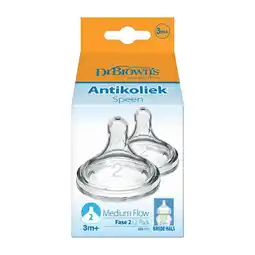 Etos Dr. Brown’s Flesspeen 3+ Maanden Fase 2 Brede Halsfles 2 stuks aanbieding