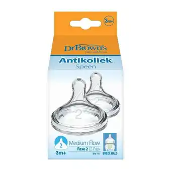 Etos Dr. Brown’s Flesspeen 3+ Maanden Fase 2 Brede Halsfles 2 stuks aanbieding