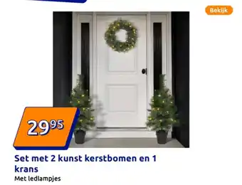 Action Set met 2 kunst kerstbomen en 1 krans aanbieding