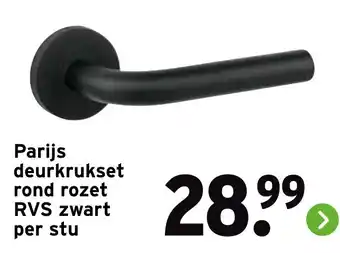 GAMMA Parijs deurkrukset rond rozet RVS zwart aanbieding