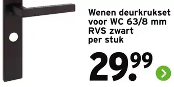 GAMMA Wenen deurkrukset voor WC 63/8 mm RVS zwart aanbieding