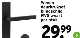 GAMMA Wenen deurkrukset blindschild RVS zwart aanbieding