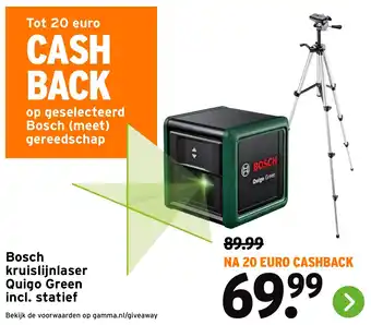 GAMMA Bosch kruislijnlaser Quigo Green incl. statief aanbieding