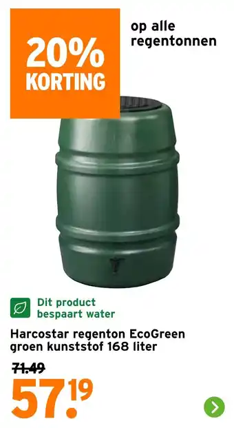 GAMMA Harcostar regenton EcoGreen groen kunststof aanbieding