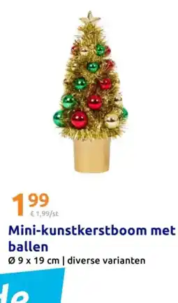 Action Mini-kunstkerstboom met ballen aanbieding