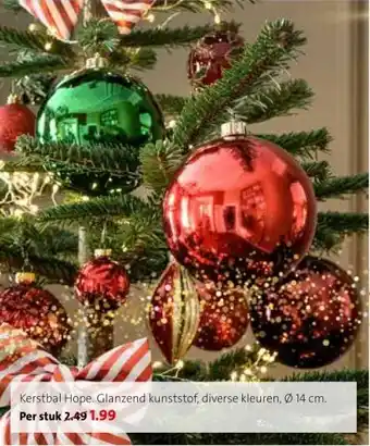 Intratuin Kerstbal Hope. Glanzend kunststof, aanbieding