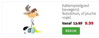 Intratuin Kattenspeelgoed bewegend. Robotmuis, of pluche vogel. aanbieding